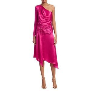 EACH OTHER Satin One-shoulder
Asymmetric A-line Dress In Pink